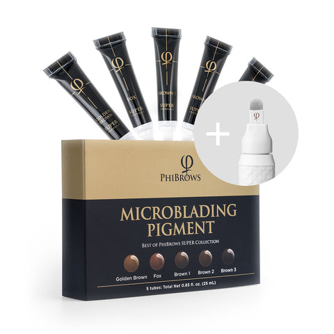 PhiBrows Microblading Pigment Collection SUPER + Disposable Tool with U24 Nano Blade 20pcs